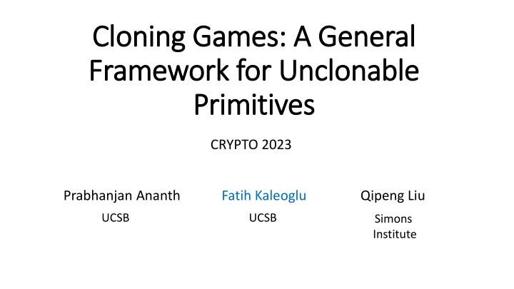 cloning games a general cloning games a general