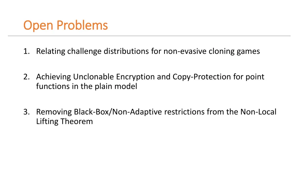 open problems open problems