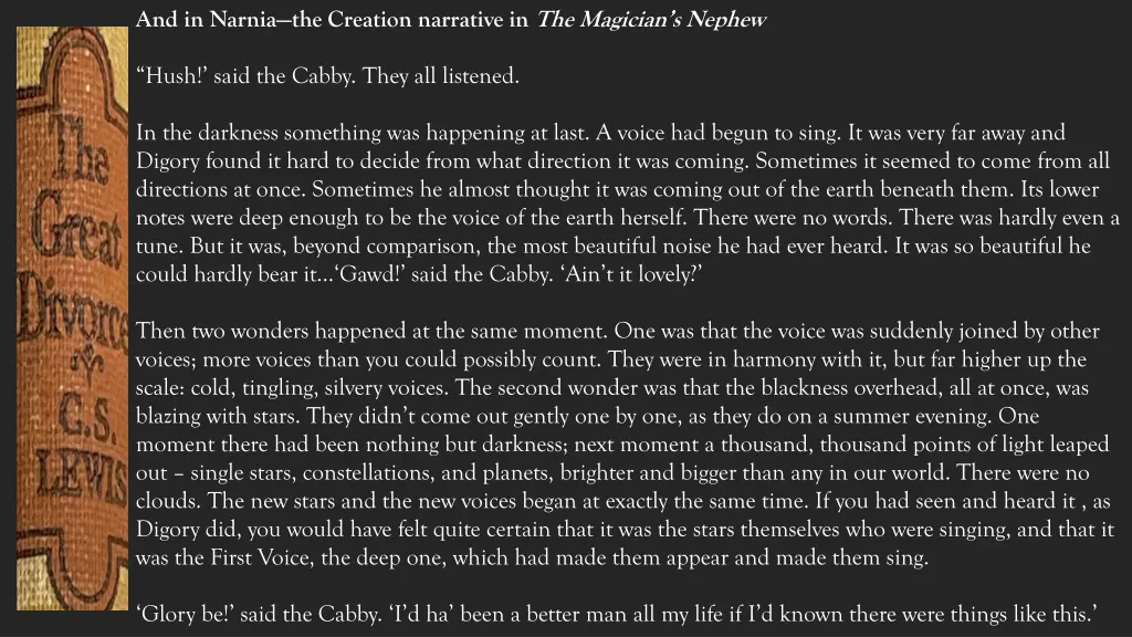 and in narnia the creation narrative