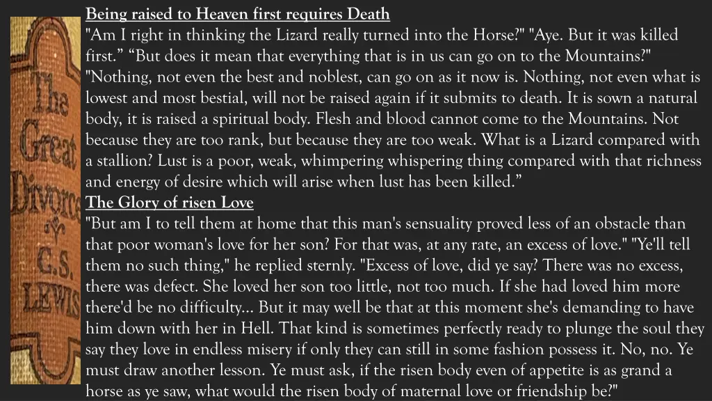 being raised to heaven first requires death