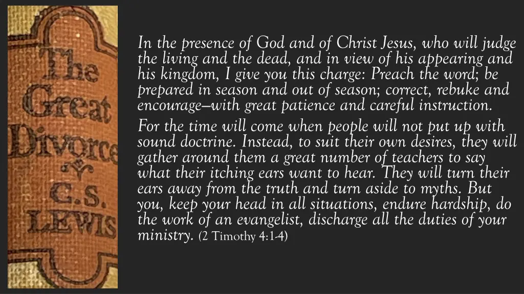 in the presence of god and of christ jesus