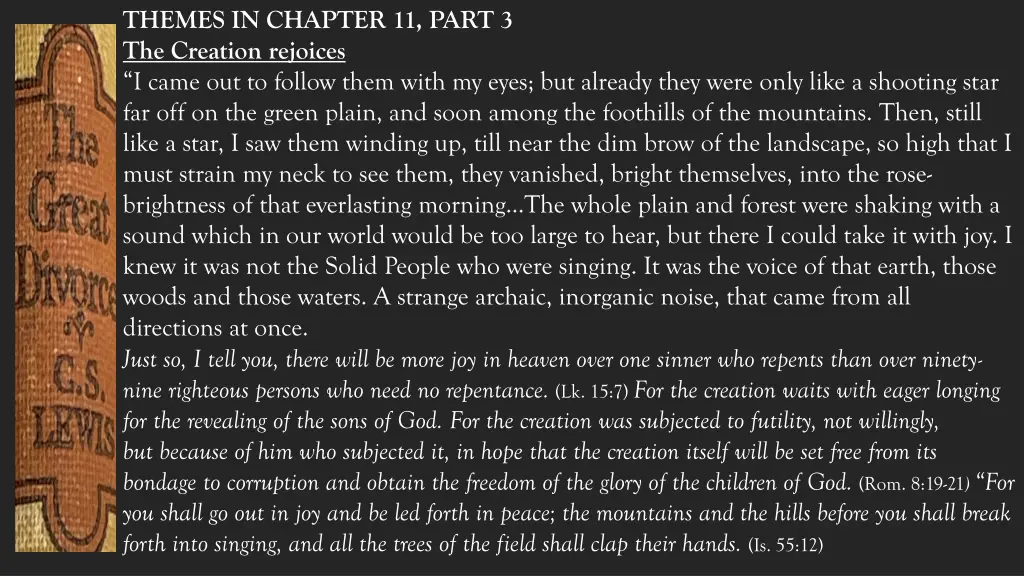 themes in chapter 11 part 3 the creation rejoices