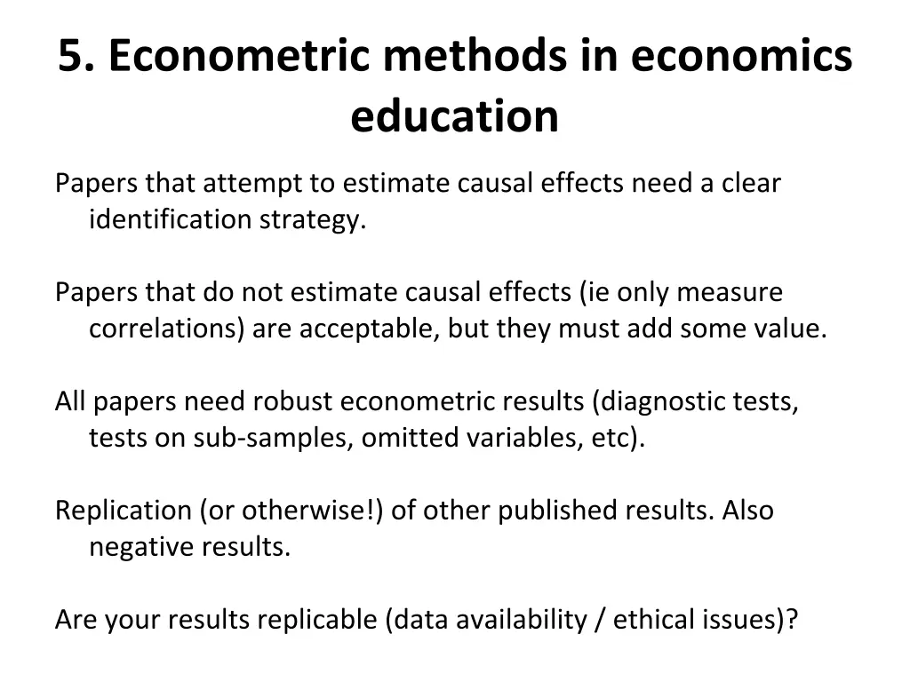 5 econometric methods in economics education