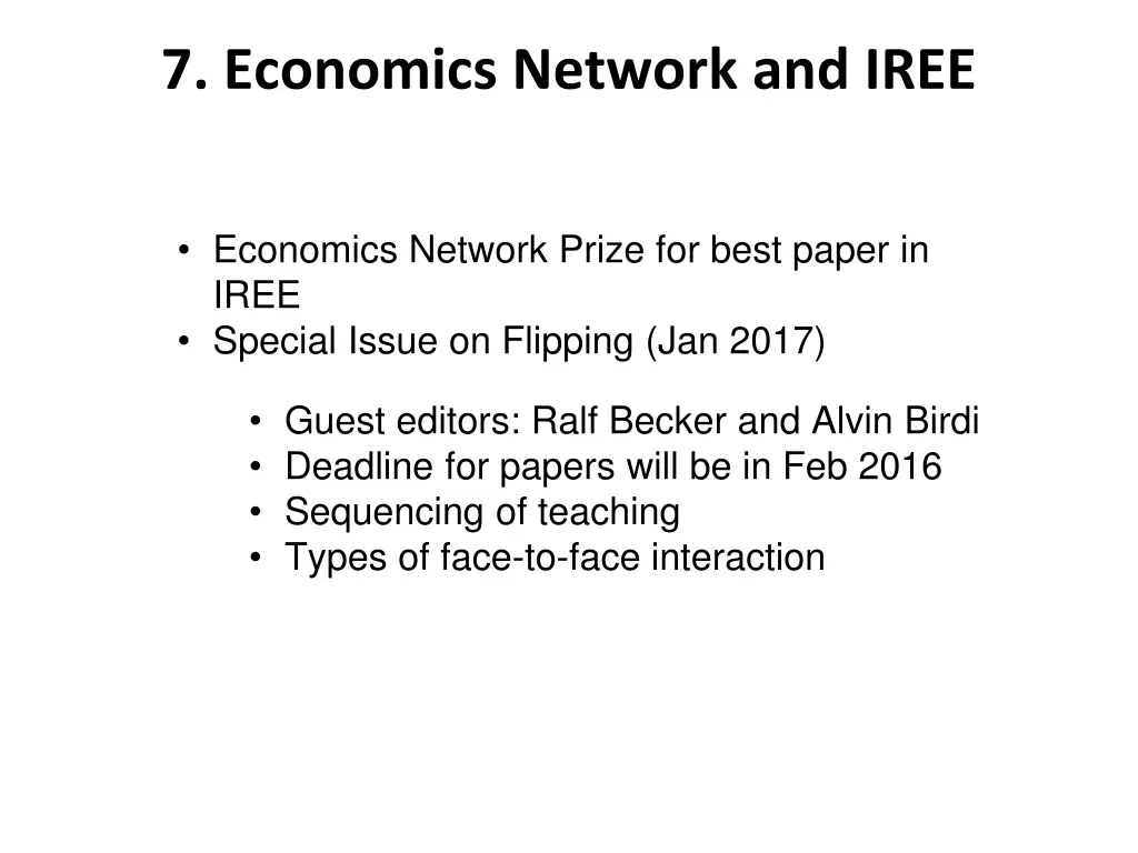 7 economics network and iree
