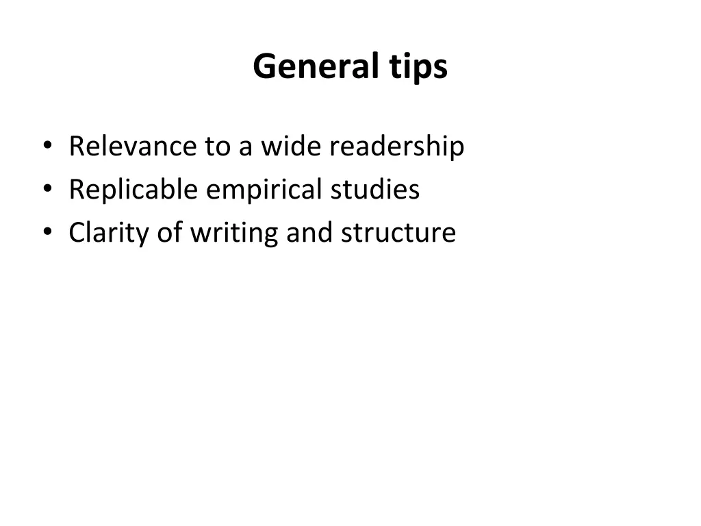 general tips