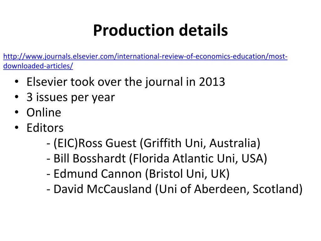 production details