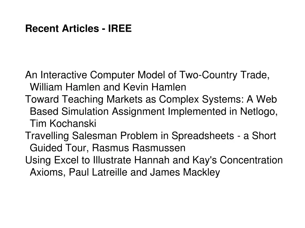 recent articles iree 1