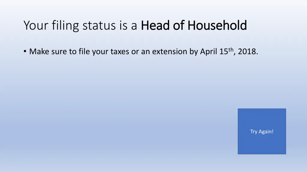 your filing status is a head