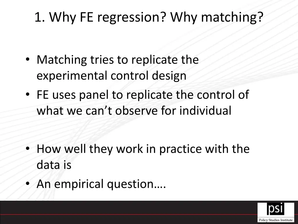 1 why fe regression why matching
