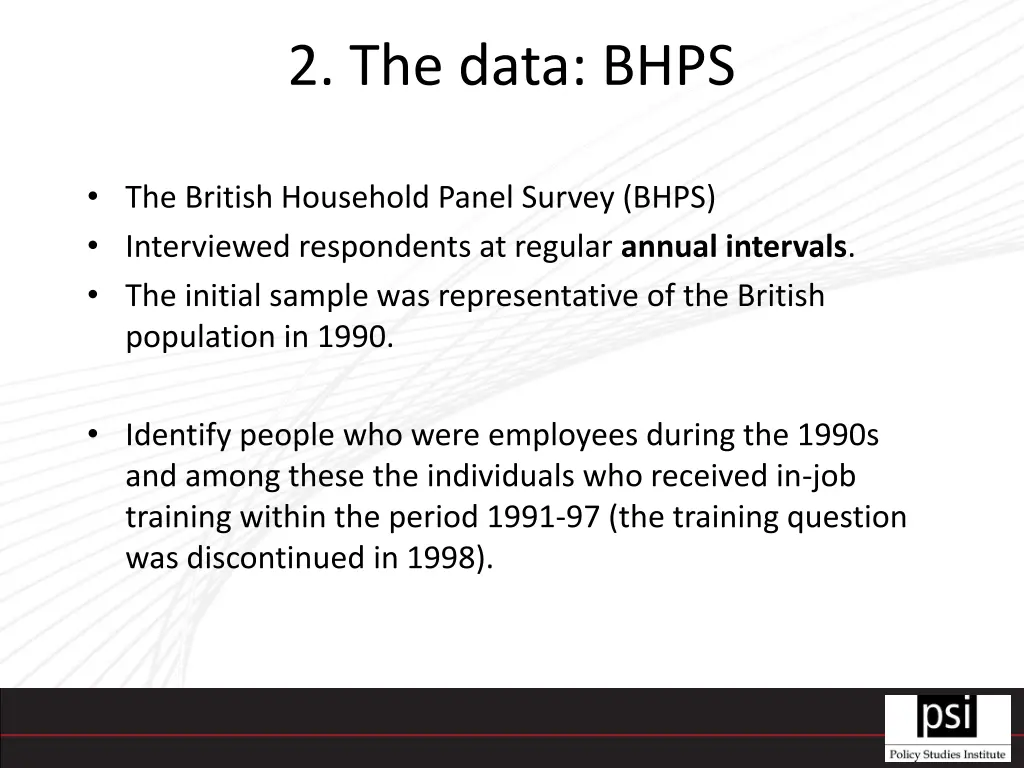 2 the data bhps