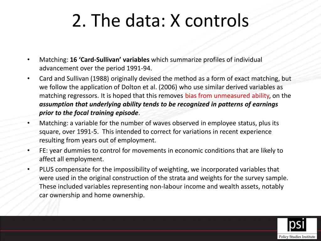 2 the data x controls 1