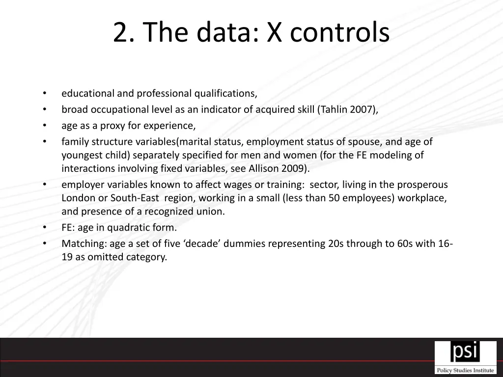 2 the data x controls