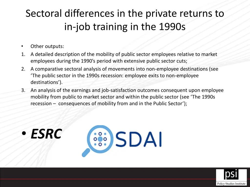sectoral differences in the private returns