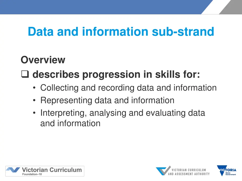 data and information sub strand