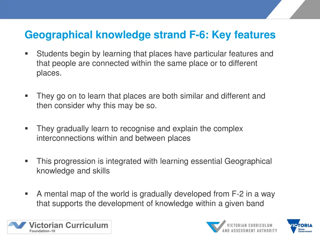 geographical knowledge strand f 6 key features
