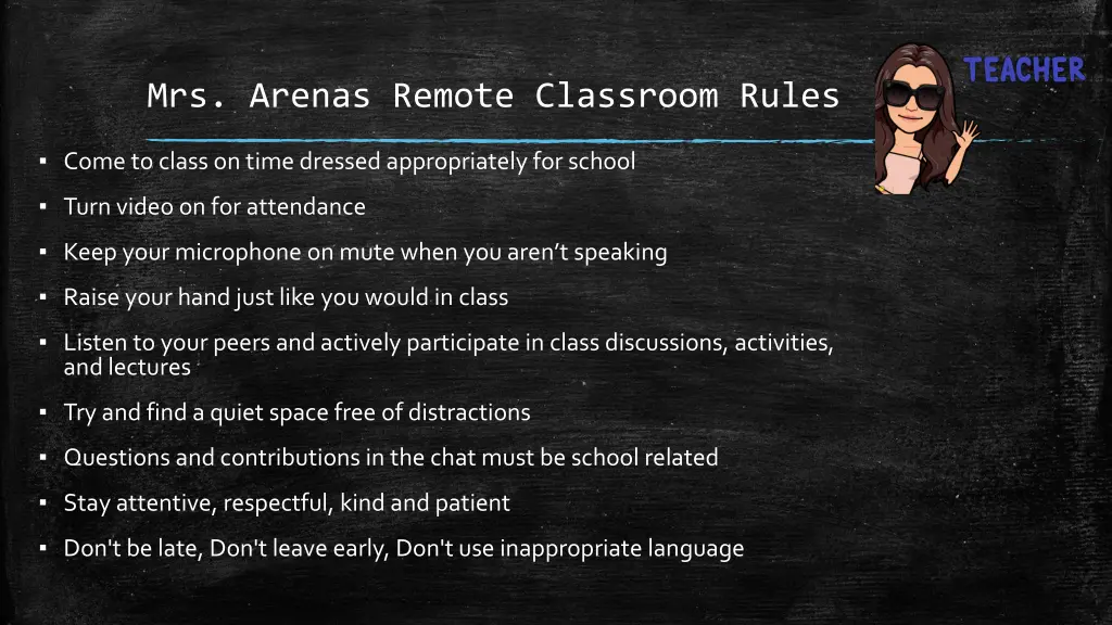 mrs arenas remote classroom rules