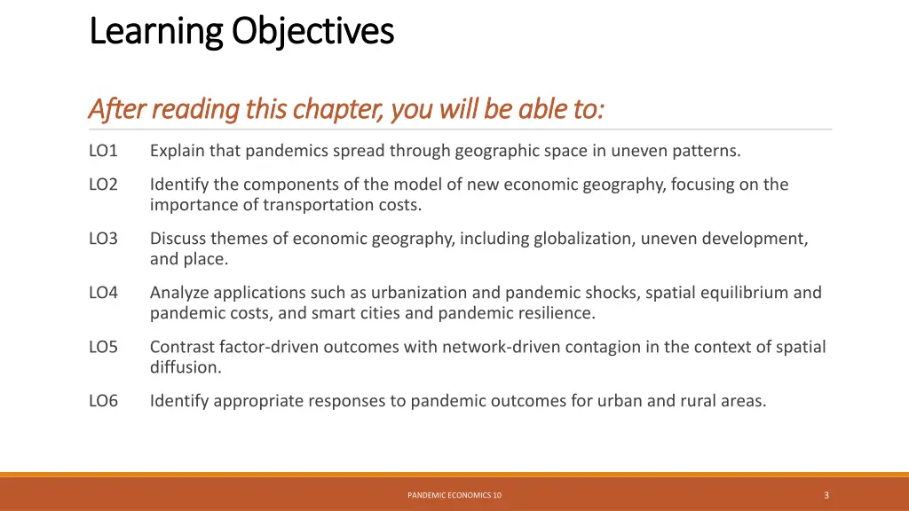 learning objectives learning objectives