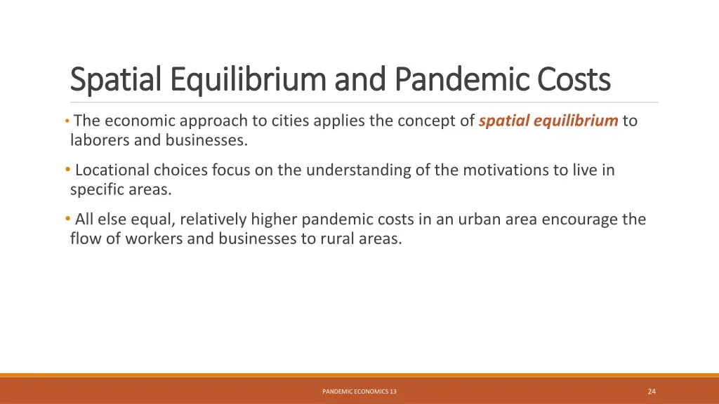 spatial equilibrium and pandemic costs spatial