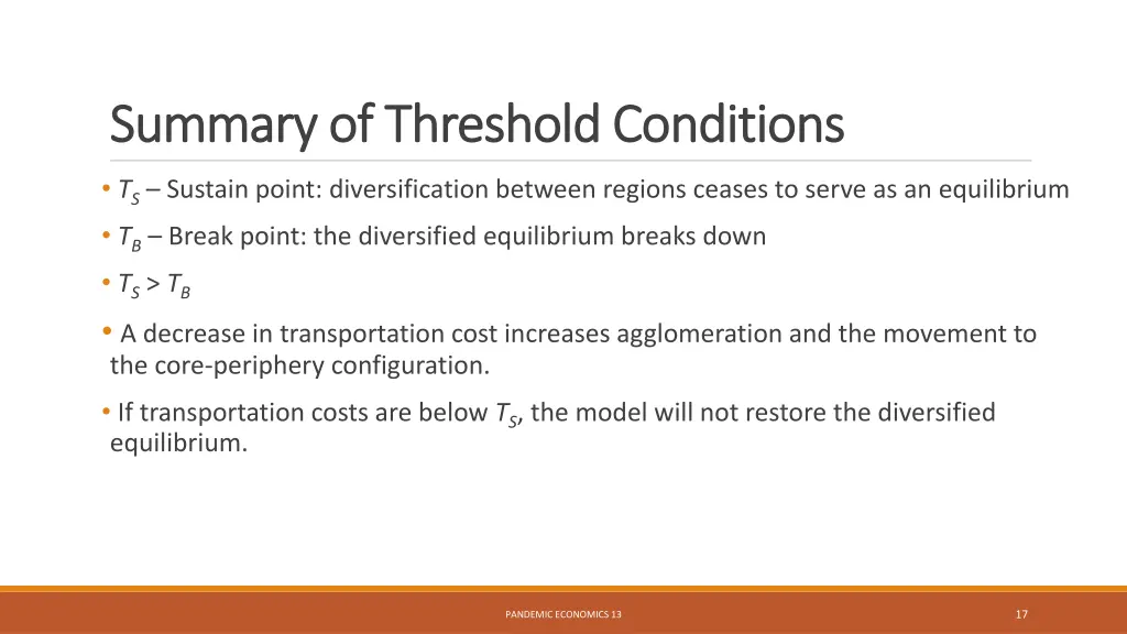 summary of threshold conditions summary