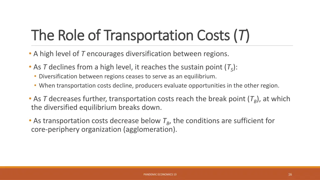 the role of transportation costs the role