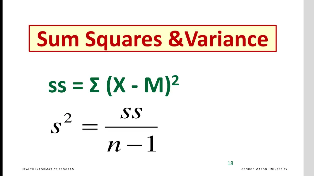 sum squares variance