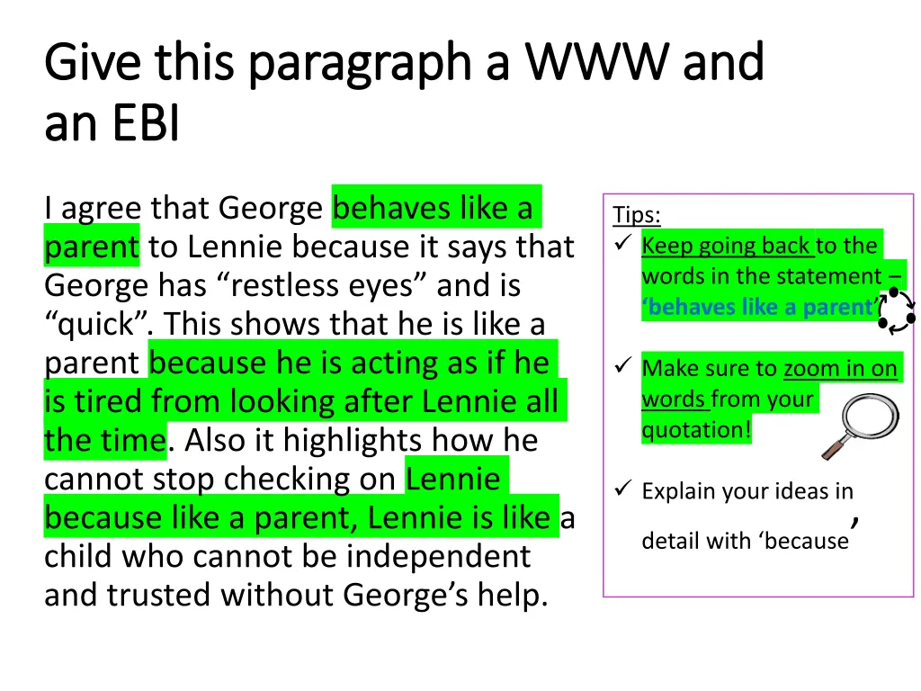 give this paragraph a www and give this paragraph 1