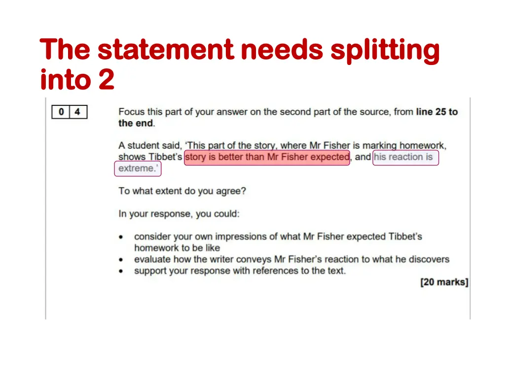 the statement needs splitting the statement needs