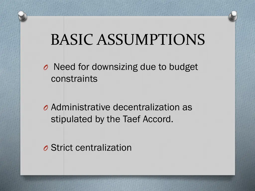 basic assumptions