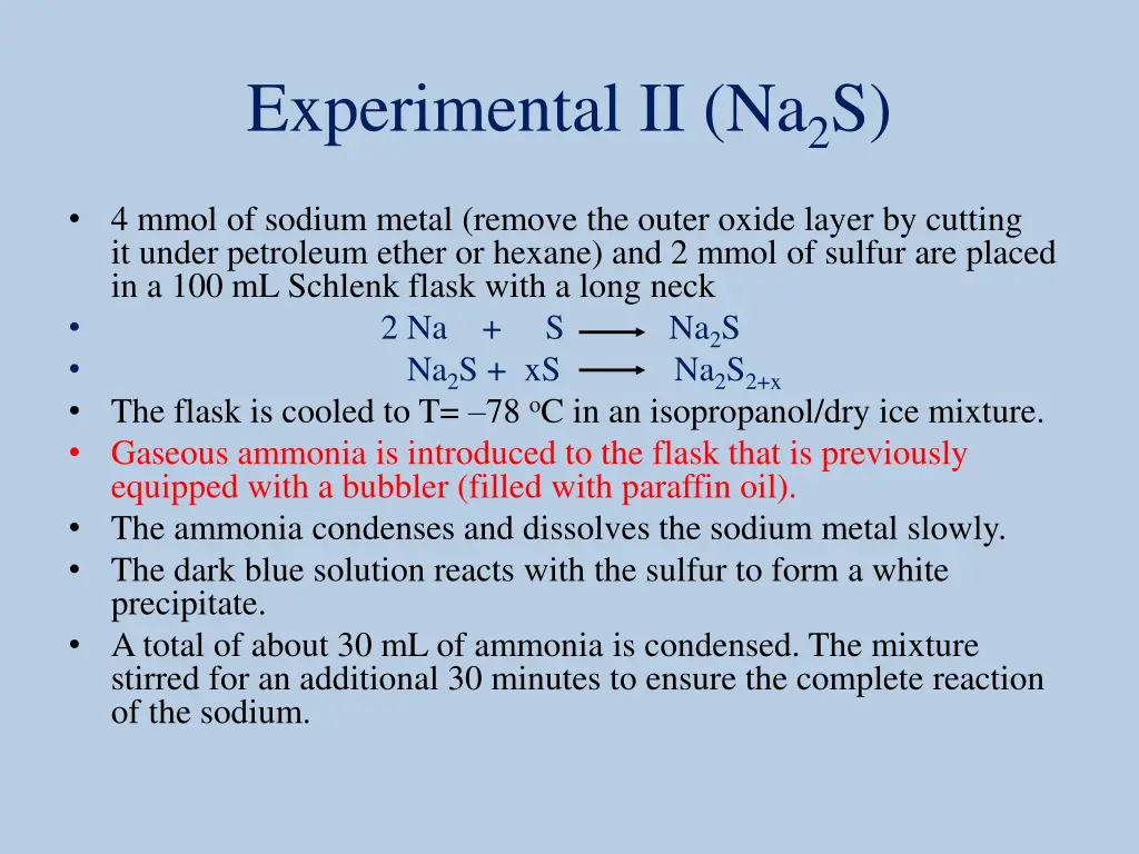 experimental ii na 2 s