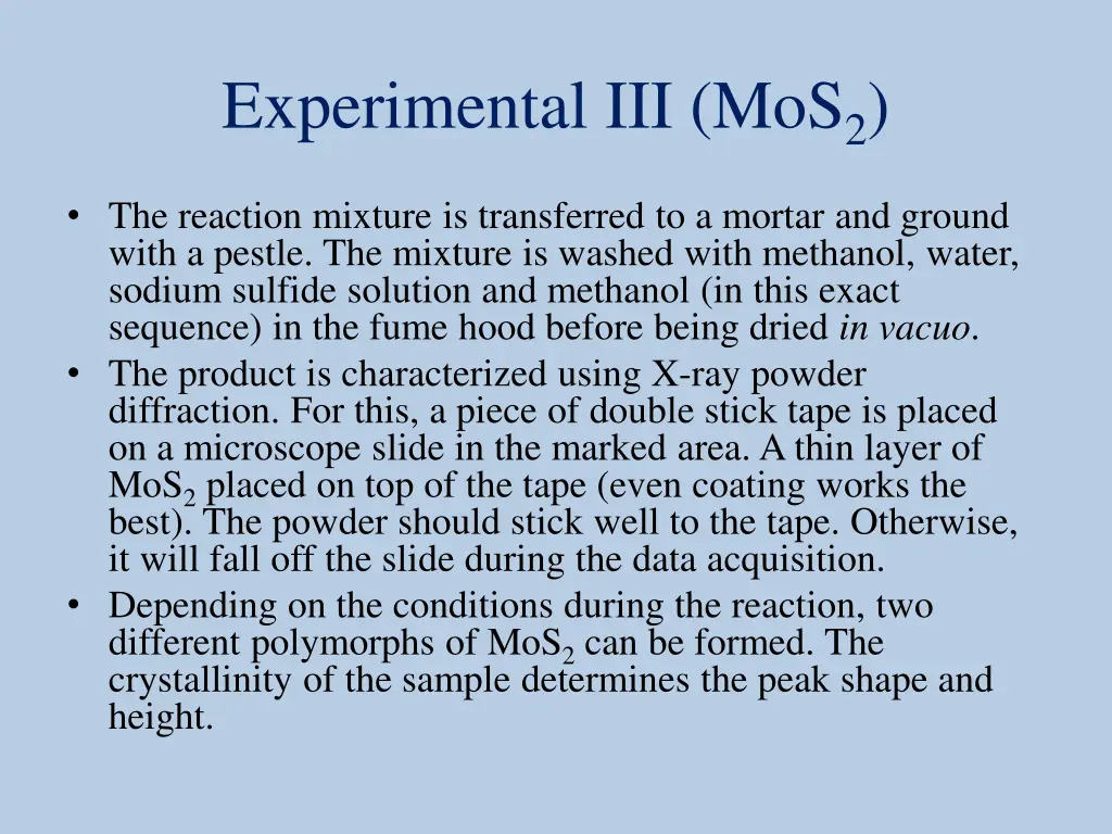 experimental iii mos 2 1