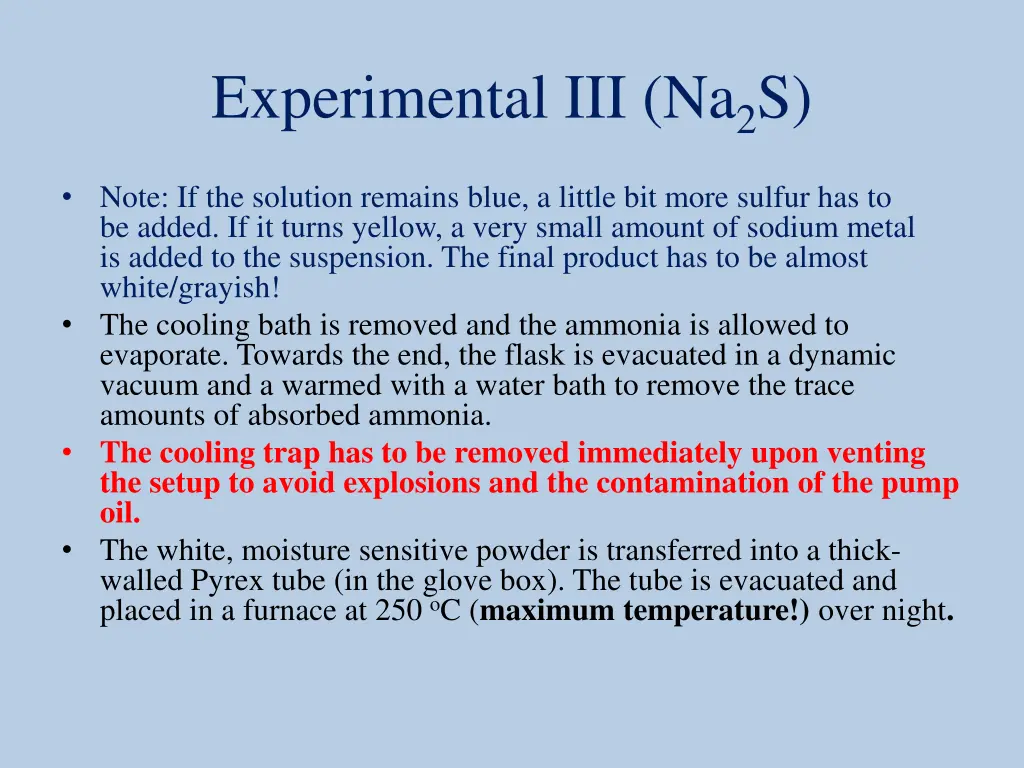 experimental iii na 2 s