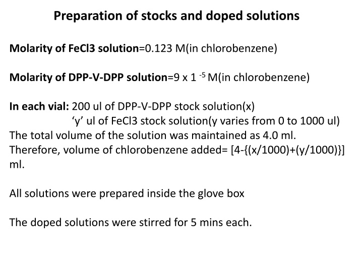 preparation of stocks and doped solutions