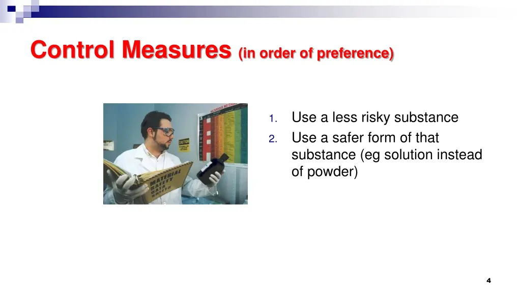 control measures in order of preference