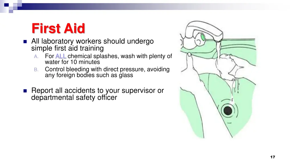 first aid all laboratory workers should undergo