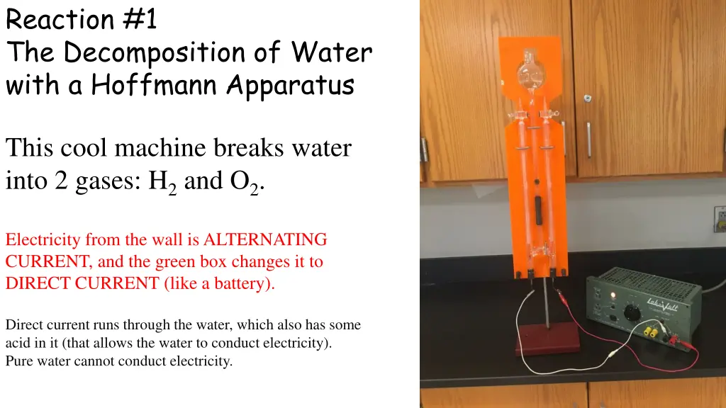 reaction 1 the decomposition of water with