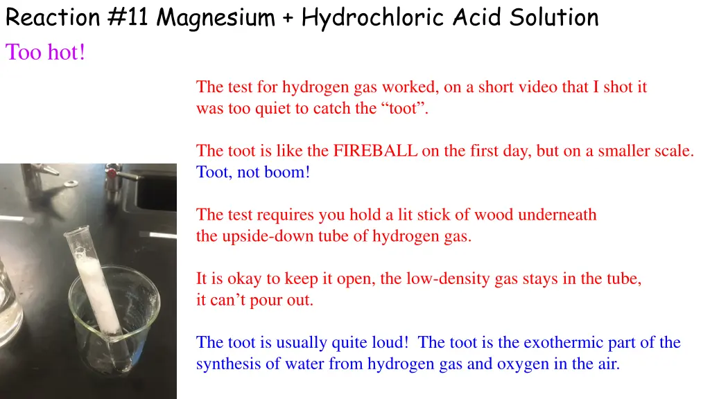 reaction 11 magnesium hydrochloric acid solution 1