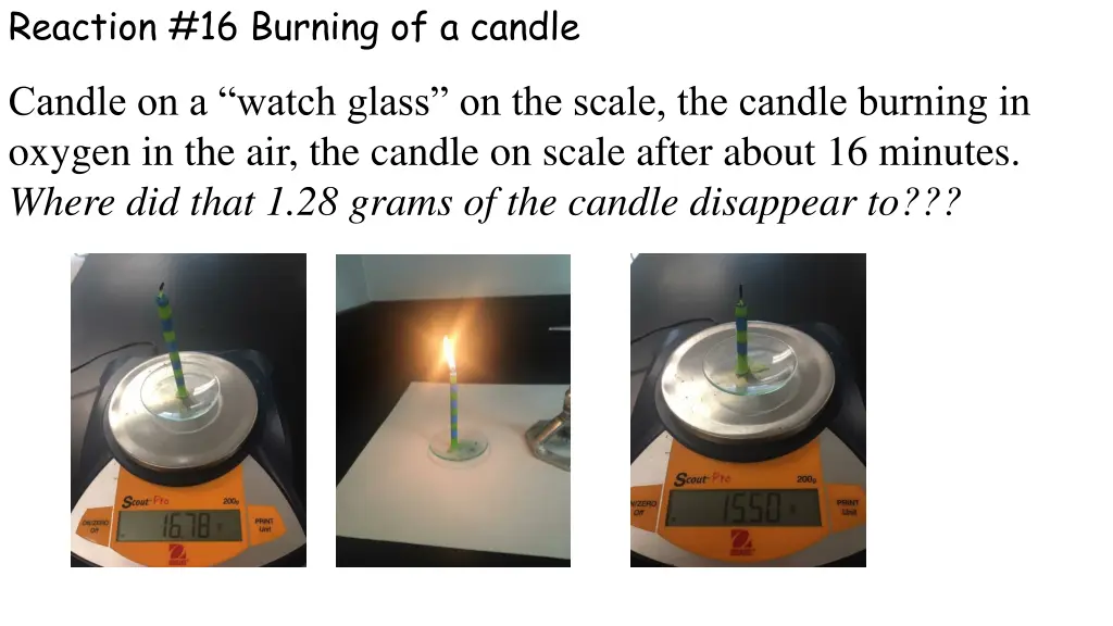 reaction 16 burning of a candle