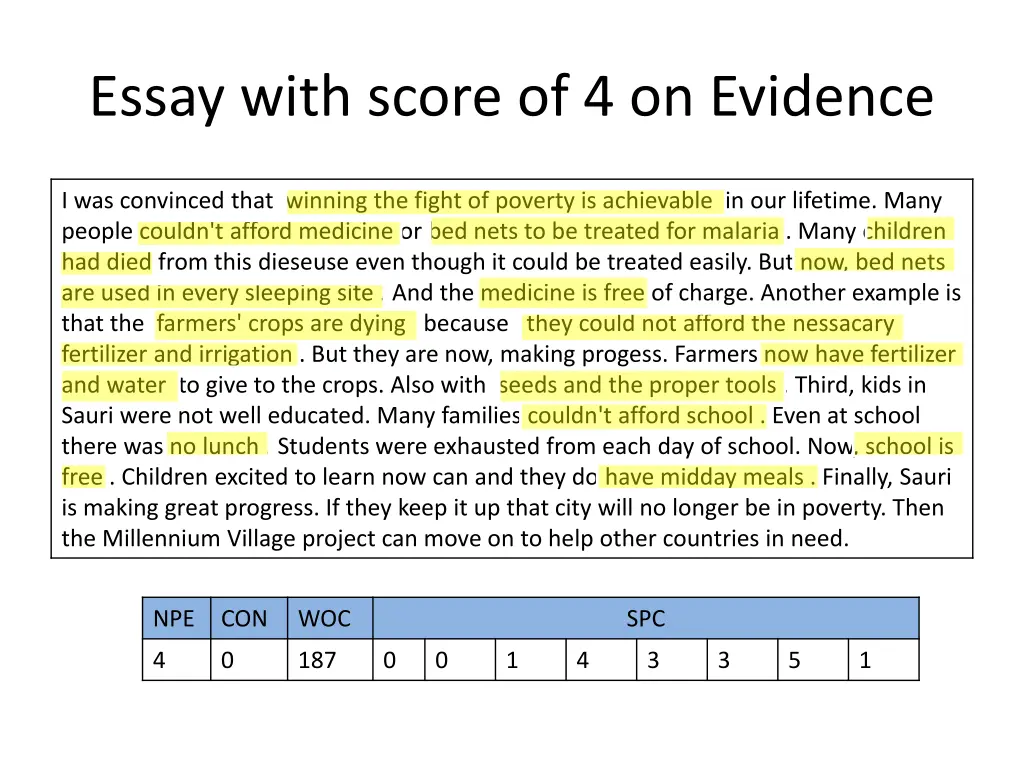 essay with score of 4 on evidence