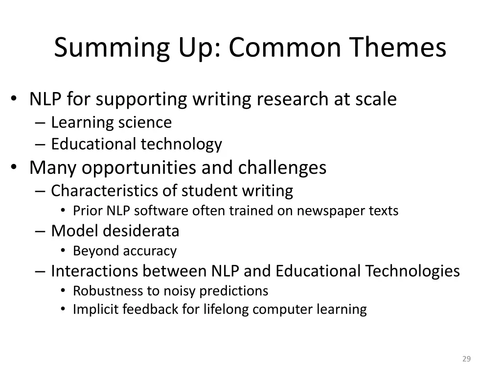 summing up common themes