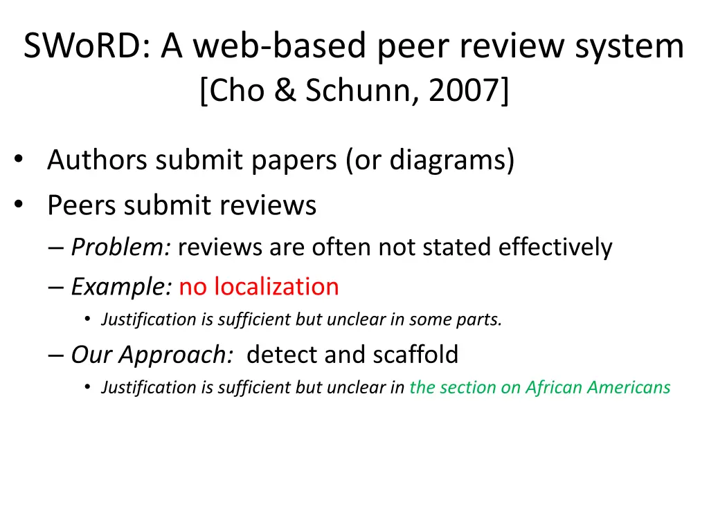 sword a web based peer review system cho schunn