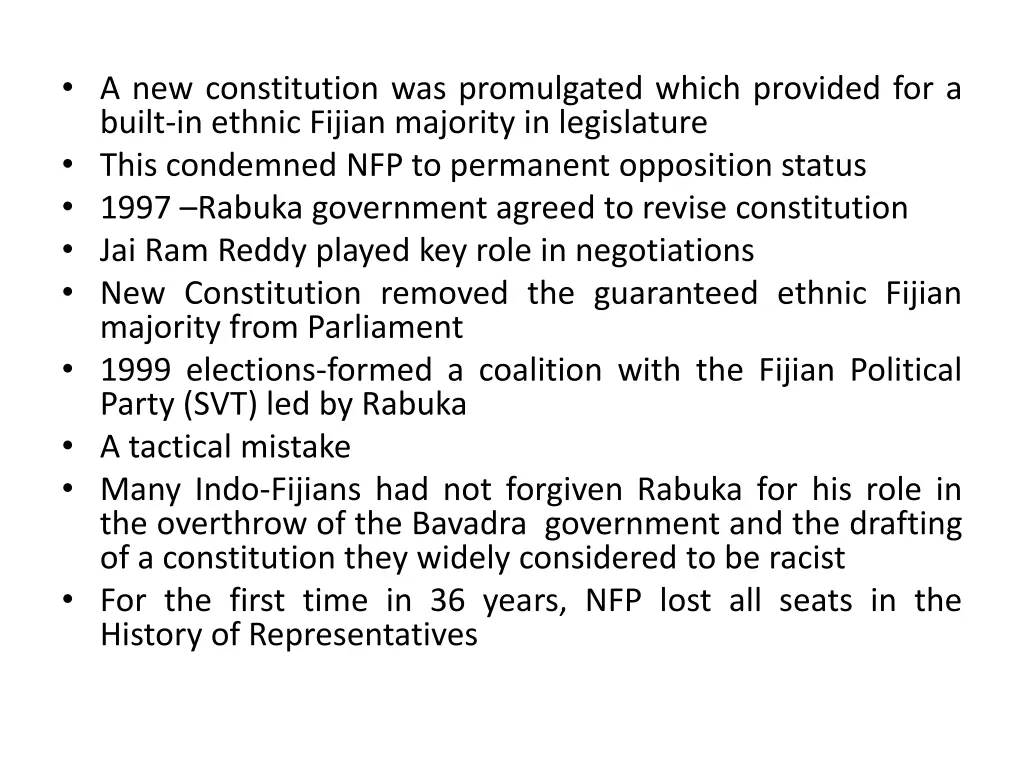a new constitution was promulgated which provided