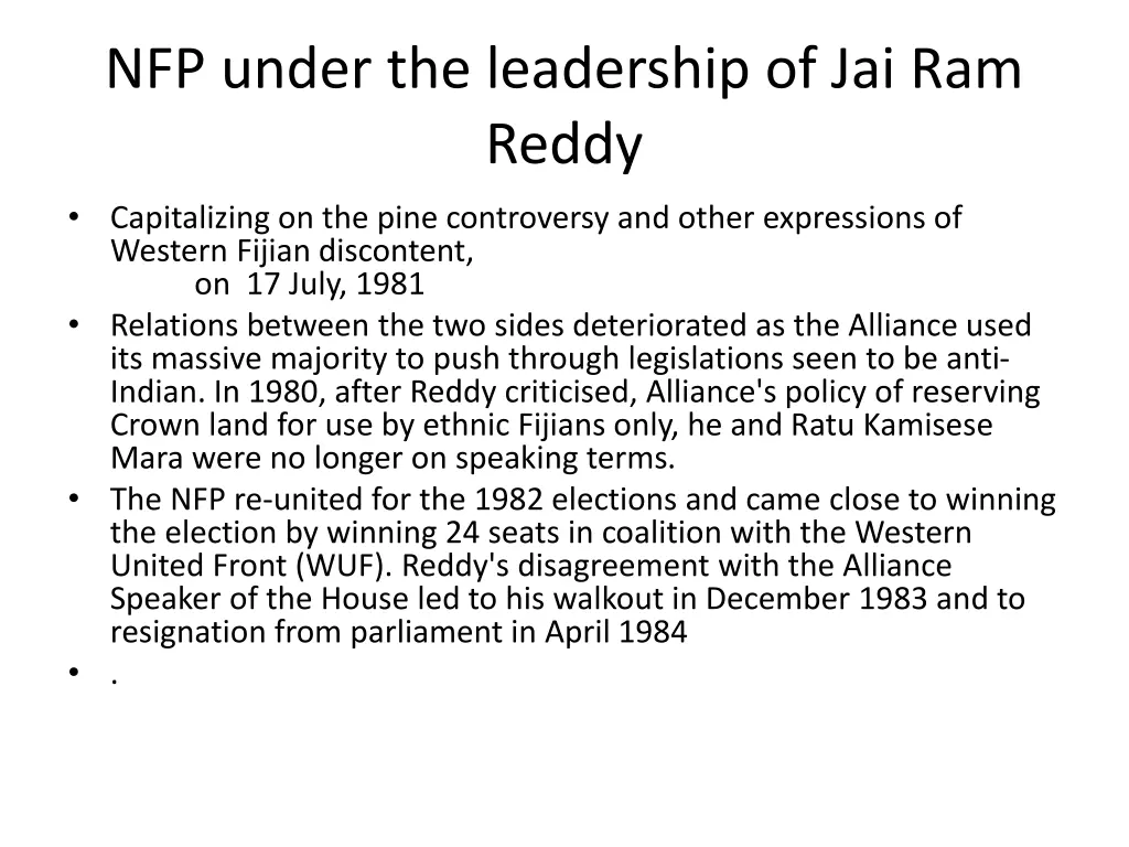 nfp under the leadership of jai ram reddy 1