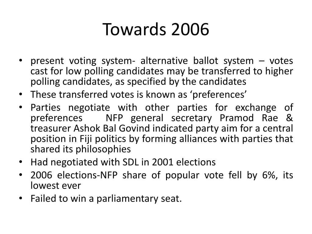 towards 2006
