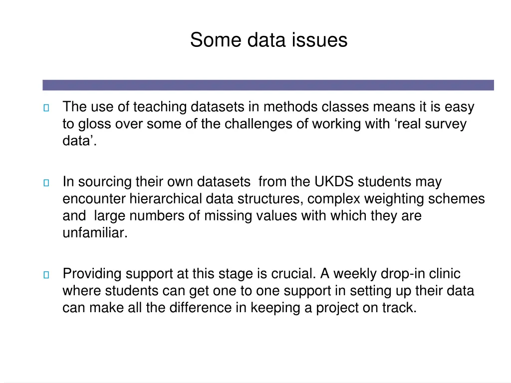 some data issues