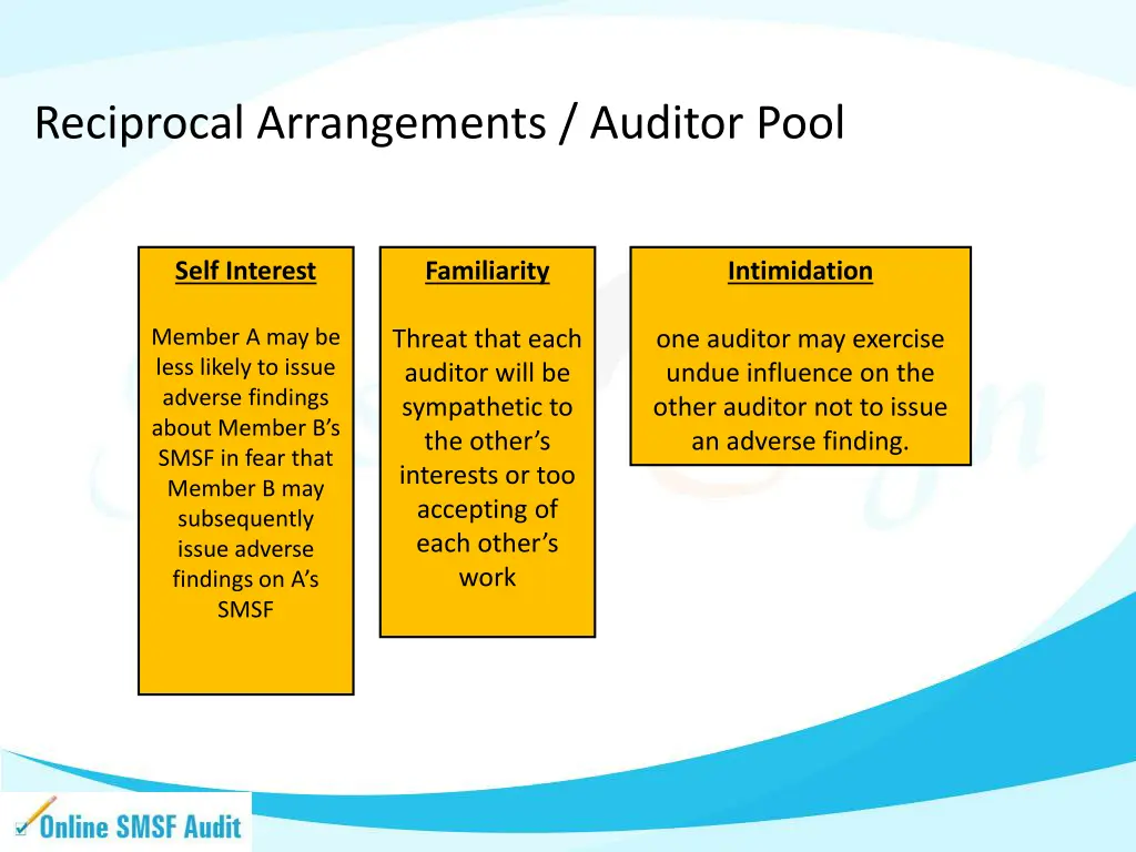 reciprocal arrangements auditor pool 1