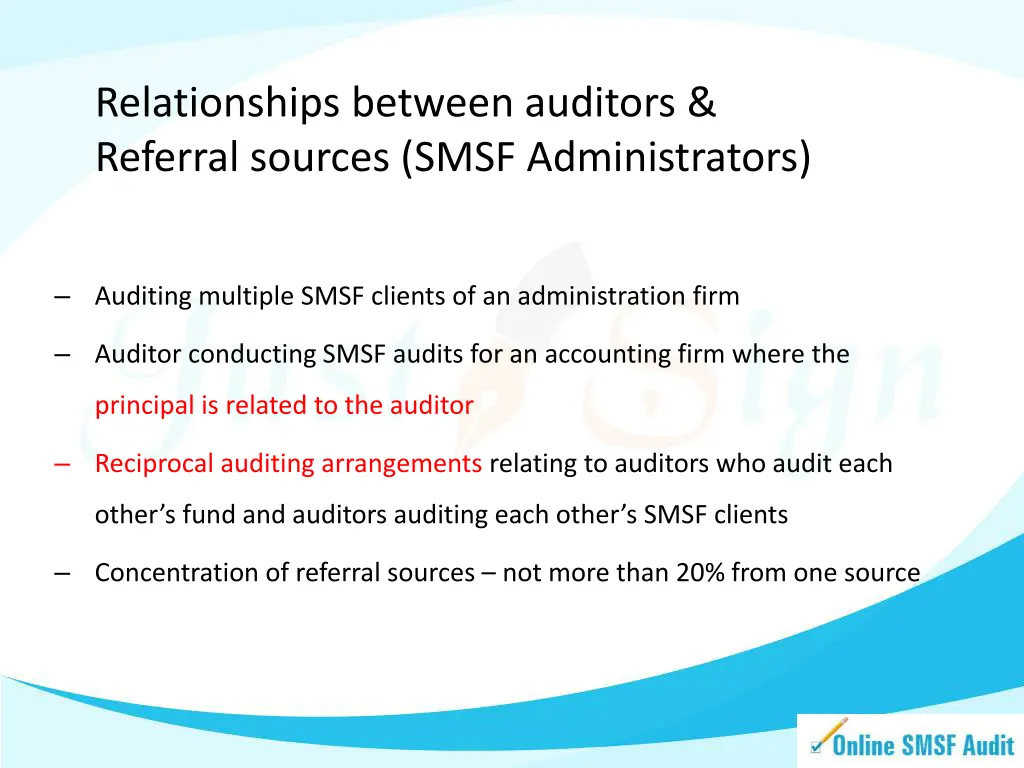relationships between auditors referral sources