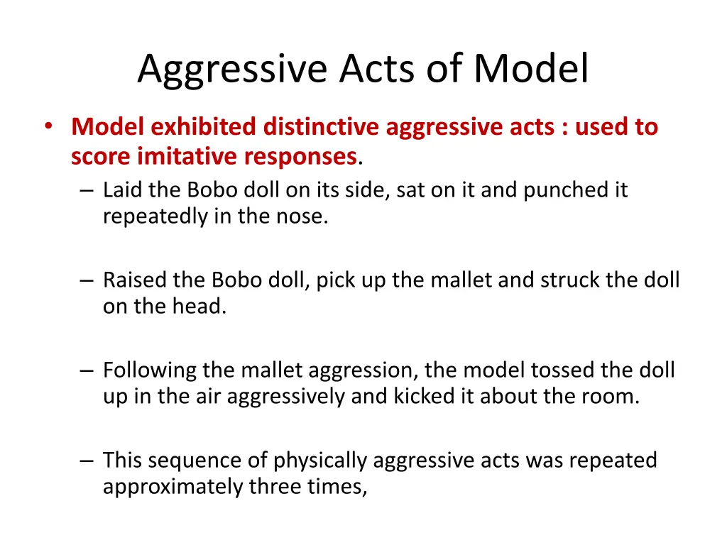 aggressive acts of model