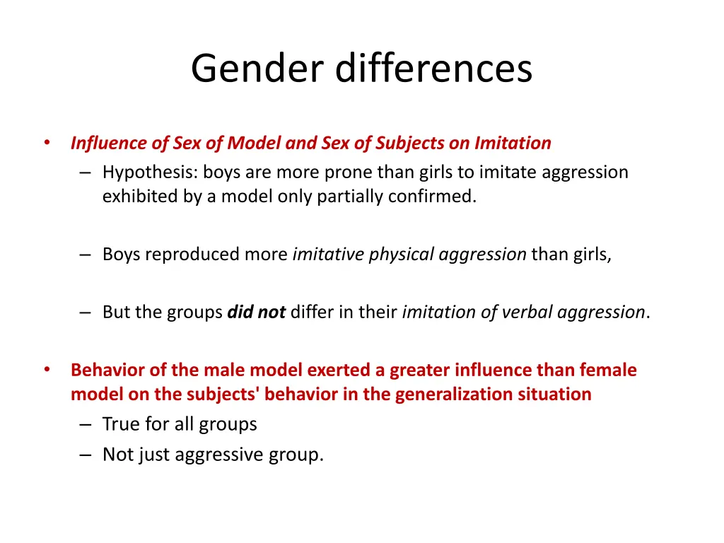 gender differences