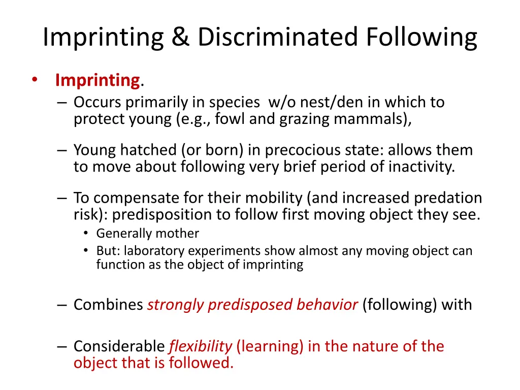 imprinting discriminated following