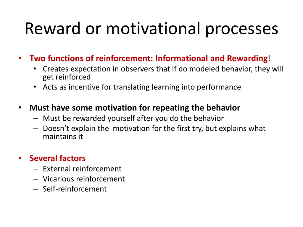 reward or motivational processes
